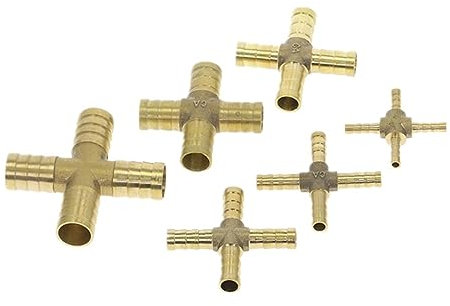 raccordi di gancio del tubo flessibile, 1 connettore for tubo flessibile in ottone a croce a 4 vie, diverse misure for olio pneumatico, acqua e gas(4mm)