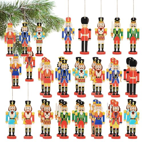 DOITOOL 36piezas Adornos Navideños de Cascanueces Figuras de Madera para Árbol de Navidad Decoración de Cascanueces para Escenario Festivo