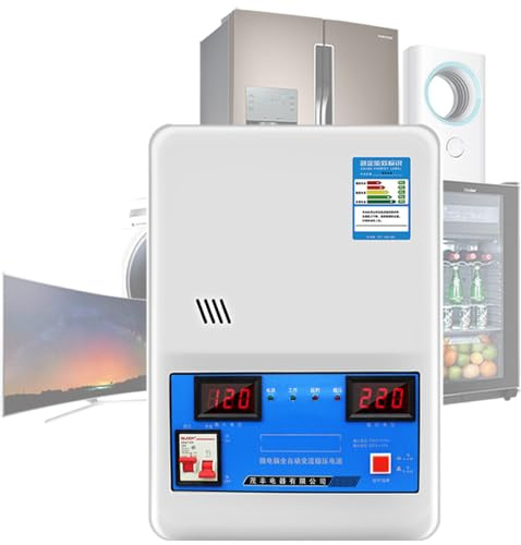 Genérico Estabilizador de Corriente y Voltaje Automático 220V, Protección Integral con Pantalla Digital y Montaje Versátil (Pared/Plano), Ideal para Hogares y Oficinas