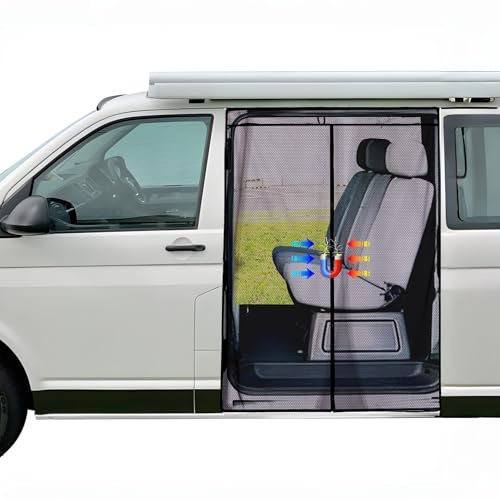 Moskitonetz Magnetisch für VW T5 T6 Schiebetür Fliegengitter für Camping | Insektennetz / Fliegengitter Perfekte Passform für VW T5 T6,Magnetbefestigung,feine Maschen