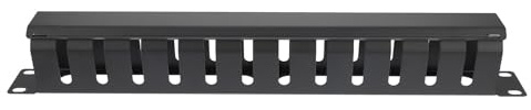 UKCOCO Durable 12-slot Wire Management Organizer for Server Rack, Sturdy Black Steel Material, Efficiently Organizes Cables and Keeps Rack Clean and Tidy for Network Accessories