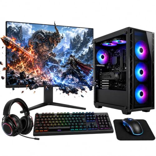 Computek Gaming PC Bundle • Ryzen 5 5500 • Nvidia RTX 3050 6GB • 16GB RAM • 256GB SSD + 1TB • Windows 11 • 22 Monitor • Wifi • RGB Gaming Black Case.