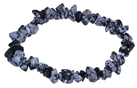 Lebensquelle Plus besonderes Splitterarmband | Handgefertigtes Elastisches Stretch Splitter Armband | Echter natürlicher Edelstein (Schneeflocken-Obsidian)