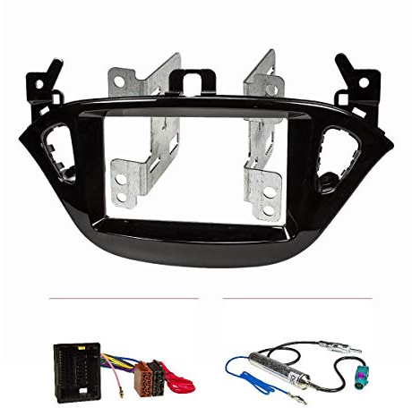 tomzz Audio 2439-152 Doppel DIN Radioblende Set HQ-Optik kompatibel mit Opel Corsa E ab Bj.2015 Adam ab Bj.2013 Piano Lack schwarz mit Einbaukit Radioadapter ISO Fakra Antennenadapter DIN