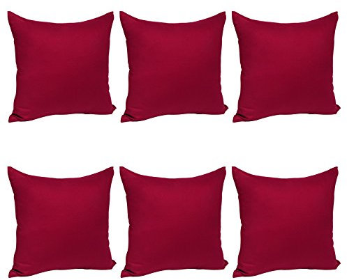 WOLTU® 6X Kissenbezug Kissenhülle 100% Baumwolle mit Reissverschluss, 6er Set Sofakissen Dekokissen Kopfkissen Hülle Bezüge Bezug, 35x35 cm, Bordeaux