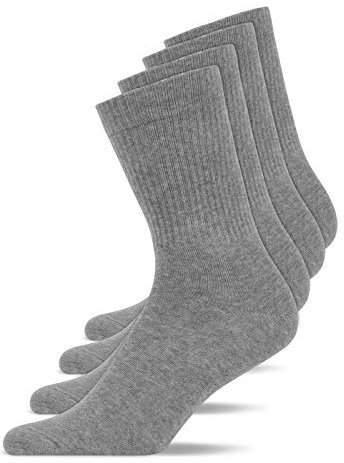 Snocks Herren & Damen Tennissocken (4x Paar) Lange Haltbarkeit Dank Bester Qualität, 04 Grau (4x Paar), 43 - 46