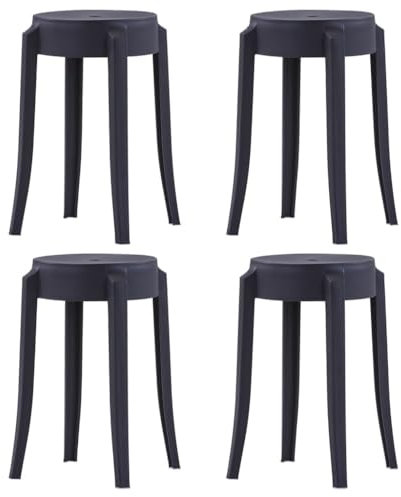 vidaXL 4X Hocker Stapelhocker Sitzhocker Küchenhocker Partyhocker Gästehocker Barhocker Tresenhocker Wohnzimmer Camping Garten Stapelbar Schwarz Kunststoff