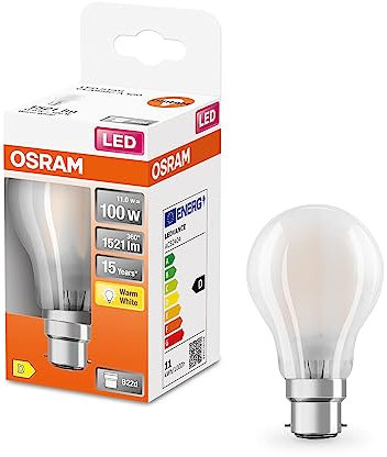 OSRAM Lámpara LED A100 de Star LED de para base B22D, forma de pera, vidrio mate, 1521 lúmenes, blanco cálido (2700k), reemplazo de bombillas convencionales de 100W, no Dimmable, 1 paquete
