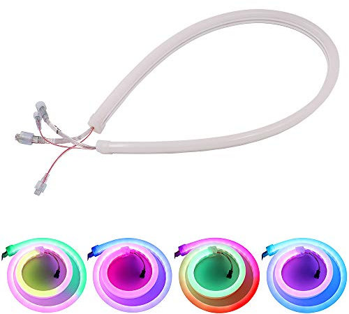 XUNATA Individuell Adressierbar Pixel LED Neon Streifen, WS2812 1903IC 60 LEDs/m Diffusion Flexibler Silikon RGB LED Neon Lichtband Schlauch für Garten Küche Home Bar Party Deko (12V 0.5m)