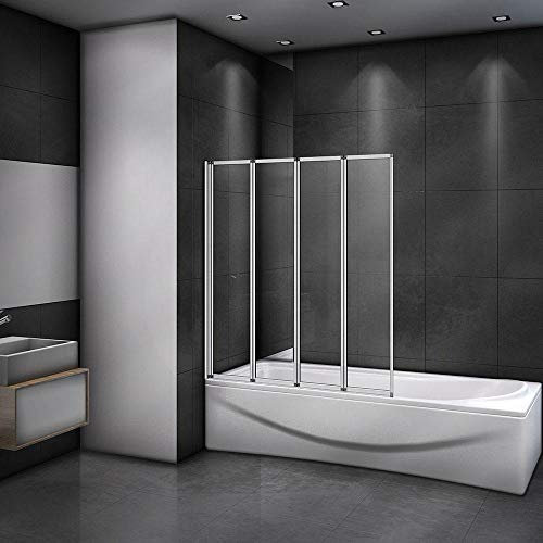 Mamparas de Bañera Biombo Plegable Cristal 4mm Gris Mate - 4 cristale plegable 90x140cm