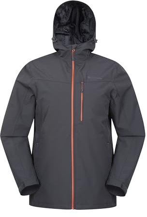 Mountain Warehouse Brisk Extreme Mens Waterproof Jacket - Adjustable Cuffs & Hood, Taped Seams Rain Coat, Breathable Jacket - For Spring Summer, Camping, Travelling & Outdoors Dark Grey XXS