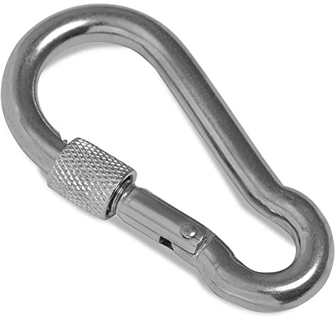 HEAVYTOOL Feuerwehr Karabinerhaken 100mm x 10mm mit Schraube Edelstahl AISI 316 (V4A) (2 Stück) Karabiner Feuerwehrkarabiner Feuerwehrkarabinerhaken Schnellverschluss