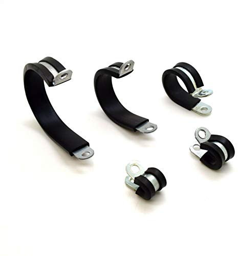 2 x 35 mm W1 Steel Rubber Lined P Clips Wiring Hose Clamp Pipe Cable