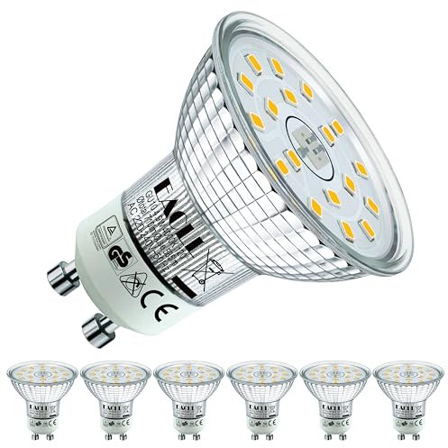 EACLL GU10 LED 4000K 4.9W Ersetzt 75W Halogen Leuchtmittel, 6er-Pack. Neutralweiss 585 Lumen Birnen, AC 230V Flimmerfrei Strahler, Abstrahlwinkel 120 Grad Spot, Nicht Dimmbar Reflektorlampen