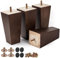 Btowin 20cm Holz Möbelfüße, 4 Stück Walnuss Massivholz Pyramide Tischbeine Möbelbeine mit vorgebohrten M8 Bolzen & Montageplatten & Schrauben für Schrank Sofa Bett Ottomane