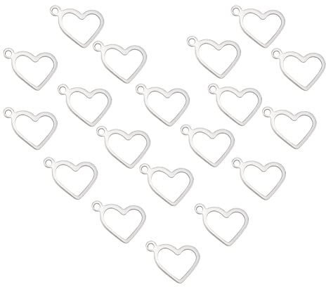 UNICRAFTALE Über 200 Stück Herz Edelstahl Charms Open Heart Floating Anhänger Hollow Charms Für DIY Schmuck Armbänder Halskette Herstellung 10x14x0.8mm, Loch 1 mm