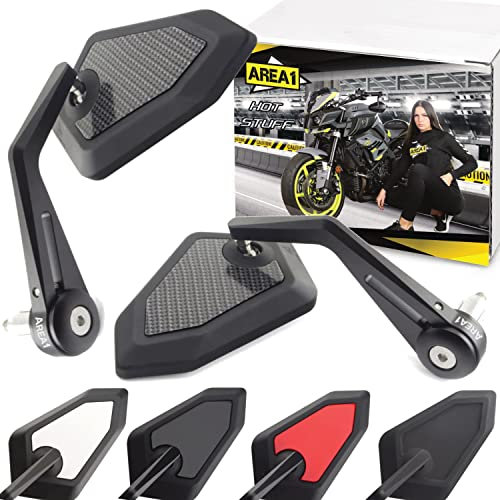 Area1 universal Motorrad Lenkerendenspiegel Rückspiegel Paar e-geprüft für z.B. Duke SMC/R MT07 MT09 MT125 Z900 Z650 Z500 Z125 CMX 500 SV650 (carbon)