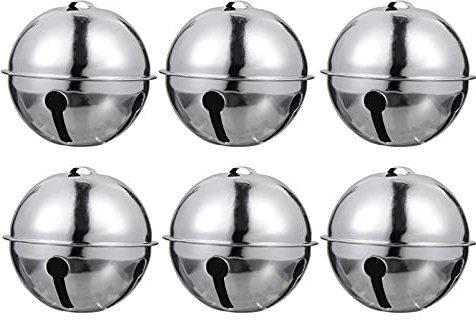 Milisten Christbaumschmuck 6Pcs Weihnachten Jingle Bells Metall Bellsround Glocken Farbige Weihnachten Glocken für Baum Urlaub DIY Dekorationen Silber 6X6X6CM Weihnachtsbaum