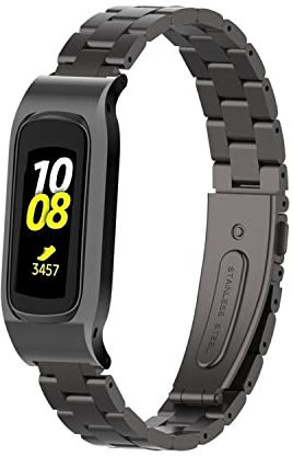Gheper Bracelet en métal compatible avec Samsung Galaxy Fit2 SM-R220, cadre de protection en acier inoxydable, conception de boîtier de remplacement pour Fit 2 SM-R220