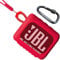 Woollo Étui de protection portable en silicone compatible avec JBL GO 3 - Avec cordon en silicone et mousqueton - Rouge
