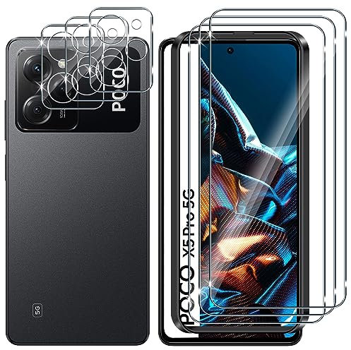 Lutree 3+3 Stück Panzer Schutz Glas für Xiaomi Poco X5 Pro 5G für Panzerglas, Folie und Kameraschutz,9H Härte HD Anti- Kratzer Anti-Bläschen Displayschutz,Einfach Installieren Schutzfolie
