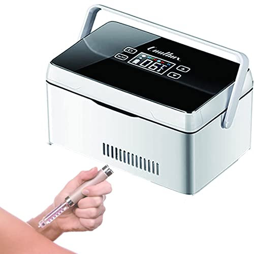 Neveras De Insulina Eléctrico,Portatiles Neveras Medicamentos, Caja de Refrigerador de Insulina Gran Capacidad y Pantalla LCD, USB Médico de Viaje Pequeño Caso del Refrigerado,2xBattery