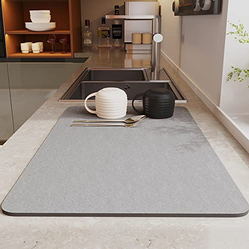 Morbuy Tapis Égouttoir Absorbant Évier, Couleur Unie Tapis de Séchage pour Vaisselle/Tapis pour Évier de Cuisine Séchage Rapide/Tapis Vaisselle Egouttoir pour Cuisine (30x40cm,Gris)