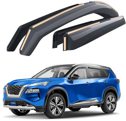 Goodyear Windabweiser für/kompatible mit Nissan X-Trail 2022-2025 (IV) - Integrierte Regenabweiser - Autofenster Regenschutz - Ermöglichen Frischluft - Waschstraßenfest - Einfache Montage 4 Set