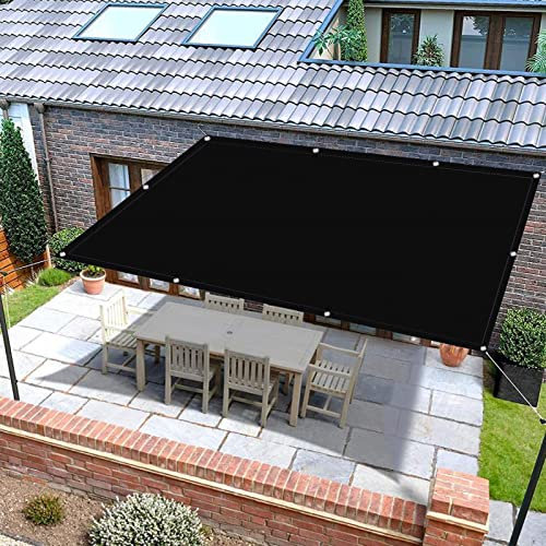 Sonnensegel Wasserdicht 5 x 6 m Wasserabweisendes Sonnensegel Sonnenschirm Segel mit Ösen und Befestigungsseile für Patio Balkon Terrasse Camping, Schwarz