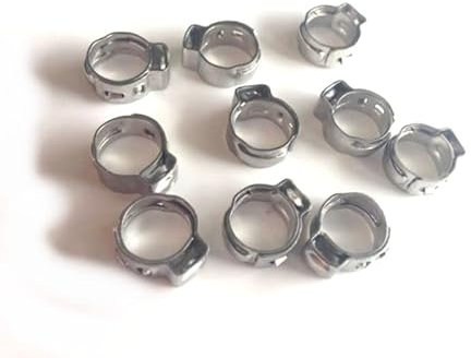 Schlauchschellen Einohrschellen Klemmen 10 Stück verschiedene Größen für Zapfanlage Bierschlauch Co2 Schlauch (Klemmbereich 5,7-7,0 mm)