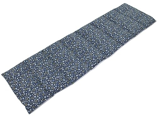 Rapssamenkissen XXL 8-Kammer 75x20cm - Bio-Stoff Blümchen-blau Wärmekissen Körnerkissen