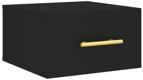 vidaXL Wand Nachttisch, Nachtschrank mit reichlich Stauraum, Hängend Nachtkommode Nachtkonsole, Wandschublade Wandregal für Schlafzimmer, Schwarz
