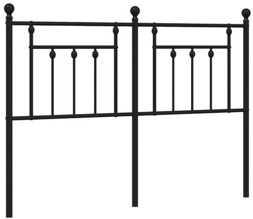 vidaXL Black Metal Headboard - Powder-coated Steel Bed Panel for 150 cm Wide Mattresses - Classy Home Bedroom Furniture
