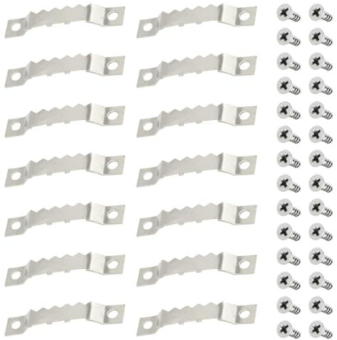 Hocansen 100 Pezzi Ganci per Foto 45mm Ganci Dentellati per Immagini con Viti 200 Pezzi per Appendere Cornici, Tele,Foto Incorniciate(Silver/XK-JC)