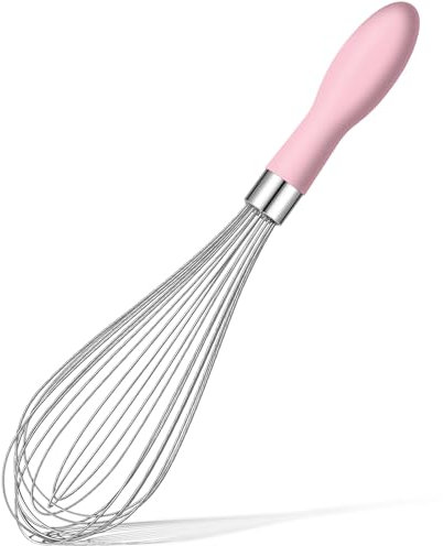 Rainspire Wisk Wisking-Werkzeug mit weichem Silikongriff, 30,5 cm (12 Zoll) Drahtbesen aus Edelstahl, Ballon-Schneebesen zum Kochen, Schneebesen, Rühren, Rosa