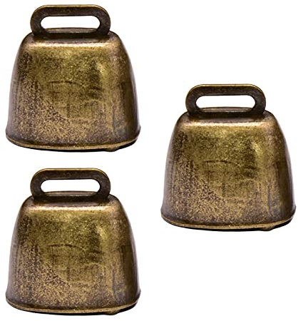 F Fityle 3er Set Antike Glocke im Vintage-Stil, Metallglocke für Tiere, Laute Glocken, Premium-Glocke, Windspiel-Anhänger für Pferd, Schaf, Ziege, Kuh, Bronze