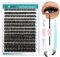 GEMERRY Einzelwimpern-Set 60D Cluster Wimpern 0.07 D Crul 10–18mm Clusters Einzelne Wimpern Wimpernkleber und Applikator DIY Cluster-Wimpernverlängerungs-Set(60-0.07D-10-18mm-Set)