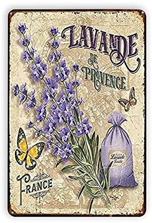 Oudrspo Vintage-Metallschild, schöne Blumen, Lavendel, Poster, Blechschilder, Retro-Plakette, Wanddekoration, Geschenk für Zuhause, Küche, Büro, Club, Bar, Fitnessstudio, 20,3 x 30,5 cm