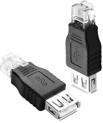 QIANRENON Conector RJ11 macho a USB hembra para teléfonos, conector RJ11 6P2C macho a USB A hembra, adaptador de línea telefónica de 2 pines RJ11/USB, convertidor de prueba, para teléfonos, máquinas