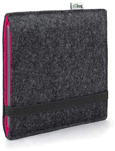 Stilbag eBook Reader Finn für Tolino Vision Color | Farbe: anthrazit/pink | eBook Reader-Tasche aus Filz | eReader Schutzhülle | ebook Reader Tasche Made in Germany
