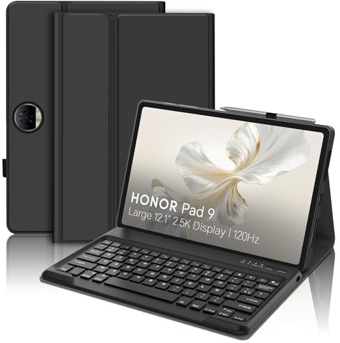 JADEMALL Coque Clavier pour Honor Pad 9 12.1 2023, AZERTY Français Clavier Bluetooth Détachable Magnétique pour Tablette Honor Pad 9 12.1 Pouces 2023, Noir