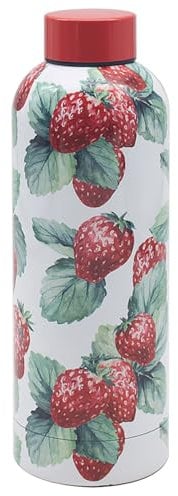 The Leonardo Collection Strawberry Field Strawberry Field Drinks Bottle For Hot and Cold Drinks | Reusable Leakproof Water Bottles For Travel & Home | BPA Free & Dishwasher Safe Drinking Bottle