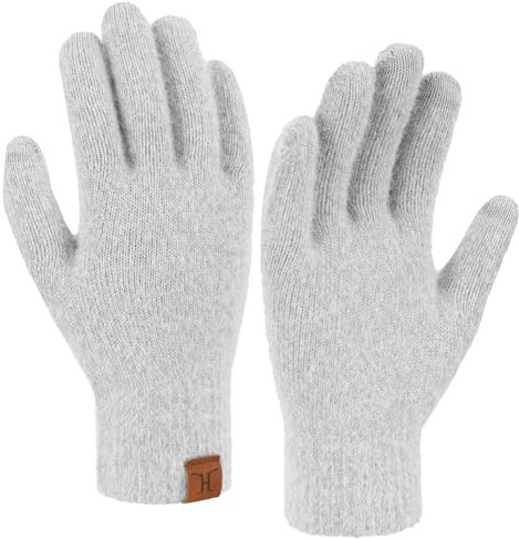 Bequemer Laden Touchscreen Handschuhe Damen Winter Warm Winterhandschuhe Strickhandschuhe mit Elastisch Manschette Frauen Geschenk, Grau