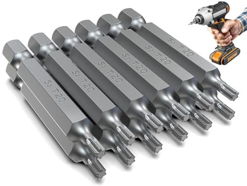 Ziamzra T20 Torx Bit 50 mm - 12 Stück Ersatz Bits aus S2 Stahl - Magnetisches Bit-Sortiment 1/4 Sechskantschaft für Schrauberbit Möbelbau