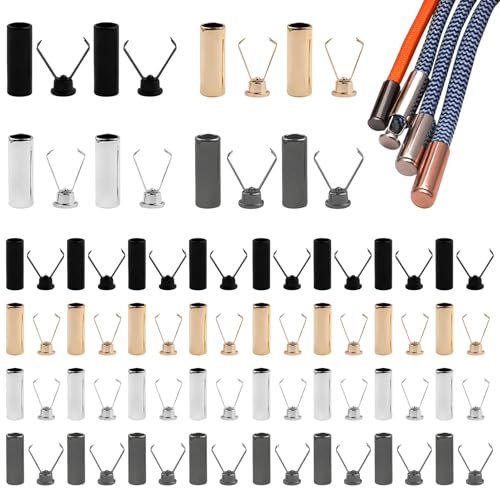 Metall Kordelenden,40 Stück Kordelenden,Kordel Für Hoodie,Kordelenden Metall,Kordelstopper Metall,Verschlusskappen Kordelenden,4 Farben Schnürsenkel Endkappen,Für Schnürsenkel Zubehör DIY Design