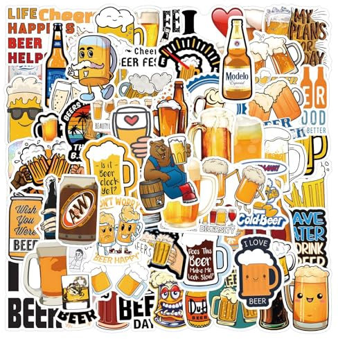 110 Stück Bier Aufkleber Erwachsene Lustige Bier Cartoon Aufkleber Bunte Graffiti Wasserdichte Vinyl Niedliche Becher Aufkleber Laptoptasche Skateboard Wasserflasche für Party und Spaß
