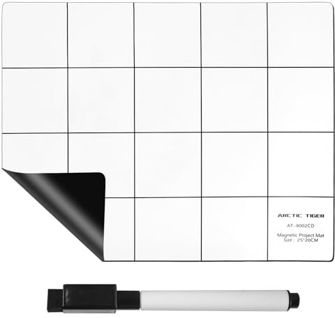 Outtshop Magnetic Project Mat, Magnetmatte mit Stift zum Sortieren von Bits für Smartphone Laptop oder andere Elektronik Reparatur, DIY, etc Weiß