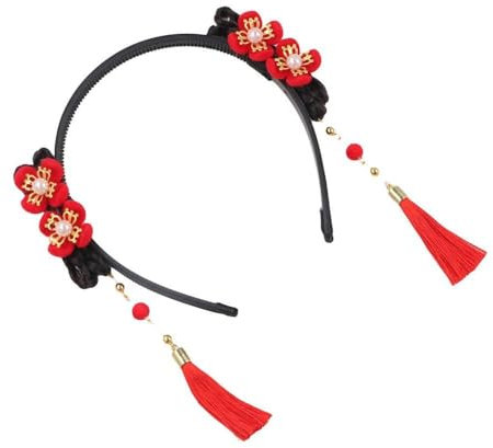 Serre-tête style chinois pour cheveux avec fleur et pompon (C)