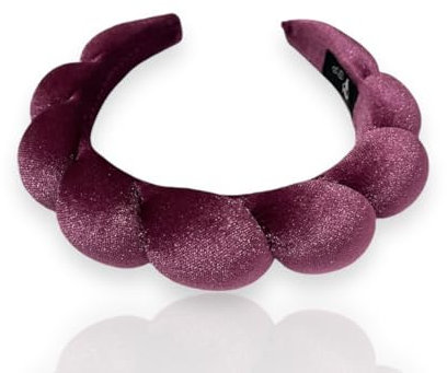 Skincare Haarband Damen – Gepolstertes Velvet Stirnband in Magenta für Make-up, Gesichtspflege & Beauty Routine – Waschbar mit elegantem Organza-Etui