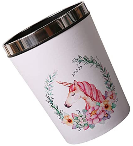 Cabilock Cartoon Unicorn Waste Bin Lid Reusable Bathroom Trash Can 12l Plastic Garbage Container for Home